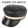 Berets Mengyumian Women Genuine Leather Military Hat Cap 2021 Style Girls Real Sheepskin Student School Caps Hats