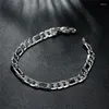 Link Armbänder Wild 6mm flache seitliche Kette 925 Farbe Silber Herren für Frauen Hochzeit Party Weihnachtsgeschenk feiner Modeschmuck