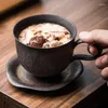 Tazze Set da caffè americano in ceramica retrò Set da tè per espresso semplice con orecchio arrossato