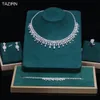 Ensembles de bijoux de mariage TAZIRN Afrique Dubai Nigeria 5A Zircone cubique 24PCS Ensemble de bijoux pour les femmes de mariage Bijoux de luxe en cristal Accessoires Cadeau 230717