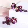 Stud Earrings European And American Fashion Brand Asymmetrical Pattern Blooming Resin Fringed Flowers Long Temperament Girl