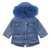 Giacche Giacca da bambina Denim Fleece Bambini Cappotti Jeans Bambini Inverno Autunno BT043