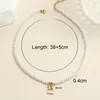 Hänge halsband lyxig fyrkantig gul kristallimitation pärlhalsband för kvinnor krage rostfritt stål lås