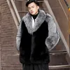 Herr ullblandningar 2022 Autumn Winter Men's Fashion Elegant Faux Fur Coat Imitation Mink Fox Trendy Heart Collar Jackets Varma kläder HKD230718