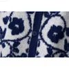 Женские свитера Kondala Za 2021 Синие цветочные вязаные кардиганы Женщины с длинным рукавом v Sect Vintage Fashion Осень