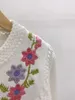 Kobiet Kobiet Kobieta 2023 Haftowany jesień Cardigan White Botton Elegancki sweter z długimi rękawami