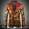 Red Male Blazer High Quality Gold Printing Single Breasted Prom Blazers Men Plus Size 5xl Slim Fit Wedding Man Men's Suits &261s