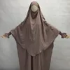 히잡 khimar 2 레이어 재즈 크레이프 이중 계층 고품질 무슬림 겸손한 패션기도 긴 히잡 도매 이슬람 의류 230717