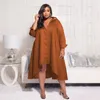 Basic Casual Dresses CM.YAYA Plus Size Women Single Breasted Long Sleeve Irregular Smock Shirt Dress Vintage Ins Curve Loose Dresses Vestidos 230717