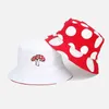 Berets Creative Fun Red White Mushroom Print Pattern Double Sided Bucket Hat Women Leisure Cotton Reversable Sun