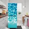 Wall Stickers Retro Flower Fridge Sticker Light Blue Background Vinyl PVC Waterproof SelfAdhesive Poster Mural Decorative 230717