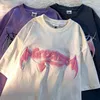 T-shirt femme American Retro Little Devil T-shirt à manches courtes brodé Femme Y2k Summer High Street Casual Loose Couple Round 230717