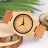 Нарученные часы топ минималистский бамбуковый дерево wood Watch Watch Fashion Женщины часы часы мягкая кожа без слов круглый циферблат кварц