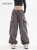 Kvinnor Pants Capris Gray Cargo Pants Kvinnor Overize Loose Trousers Summer Baggy Casual Hip Hop Pants Girls Vintage Sweatpants Fashion Streetwear 230717