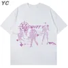メンズTシャツレトロゴシック大型メンズTシャツハラジュクヒップホップトップ美学グラフィック印刷Y2K衣料品ファッション韓国Tシャツ230718