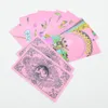 Outdoor Games Activities 12*7cm Classic Tarot card color printing Tarot plastic PVC waterproof English pink tarot deck with paper instruction board game 230718