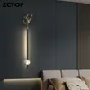 Applique murale moderne lumière tout cuivre LED longue décoration pour la maison chambre escaliers salon canapé fond éclairage