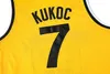 Outdoor TShirts Movie version maillot de basket-ball jaune No.7 Croatie JUGOPLASTIKA 7 broderie KUKOC vêtements de sport respirants à séchage rapide en plein air 230717