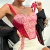 Nxy Applique Floral Corselets Femmes Bachelorette Bustier Soutien-Gorge Culotte Ensemble Cropped Top Mariage Bralette Gilet Sexy Corset Dentelle Lingerie