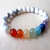 SN1122 Chakra Rainbow Bracelet Howlite Turquoise Bracelet Mala Bead Bracelet Womens Gemstone Bracelet Gift for Mom2484