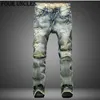 Big Size 42 2020 European Style Men Jeans Holes Frazzled Jeans Mens Casual Leisure Denim Long Pants Light Blue QQ0293346X