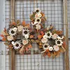 Dekorative Blumen, 45 cm, Herbst-Sonnenblumen- und Kürbis-Kranz, herbstliche weiße runde Kränze für Haustür-Halloween-Girlande