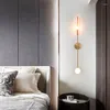 Wall Lamp Postmodern Gold Indoor Copper Glass LED Light Bedside Sconce For Living Dining Room Bedroom Background