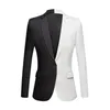 Fashion White Black Red Patchwort Casual Coat Men Blazers Scen Singers Costume Blazer Slim Fit Party Prom Sacka Jacket Men 233m