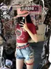 Shorts pour femmes QWEEK Y2K Grunge Denim Femmes Cyber Punk Distressed Hollow Out Short Jeans Streetwear Vintage 90s Sexy Egirl Summer Pants