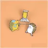 Pins Brooches Cute Hedgehog Enamel Pins Love Reading Hip Hop Animal Badge For Women Wholesale Weighing Cartoon Lapel Pin Shirt Bag Dhdtf