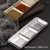 Dinnerware Sets Stainless Steel Gold Seasoning Dish Pot Dipping Bowl Soy Sauce Square Barbecue Snack Plate Kitchen Korean Condiment