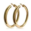 Women Circular Tube Hoop Earrings 18K Real Gold Plated Elegant Larger Size Fashion Costume Jewelry Trendy Big Earrings256e