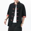 Etnische Kleding Chinese Traditionele Stijl Halve Mouw Vintage Shirt Mannen Mode Hip Hop Streetwear Voor Mannelijke Korte Blouse Shirts 5Xl