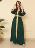 Ethnic Clothing Arab Morocco Muslim Green Dress Summer Party Abayas Women Ramadan Hijab Abaya Dubai Turkey Islam Kaftan Robe Vestidos Largos