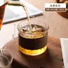 Tazas de vino pequeñas Retro japonesas, taza de café, taza de té gruesa resistente al calor, vidrio transparente de 100ml con soporte de madera para bebidas