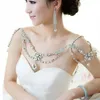 Vintage Bruiloft Bruids Schouder Collier Lichaam Ketting Zilver Kristal Strass Bloem Kwastje Wrap Sieraden Vrouwen Prom Hanger 287E