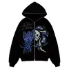 Unisex Athestone Skull Purple Street Style Gothic Harajuku y2k одежда гранж на молнии капюшона оптом