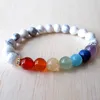 SN1122 Chakra Rainbow Bracelet Howlite Turquoise Bracelet Mala Bead Bracelet Womens Gemstone Bracelet Gift for Mom334r