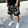 Erkek Şort Yüksek Sokak Şık Kaju Çiçek Bol Erkekler ve Erkekler Retro Spor Hip Hop Pantolon Giyim