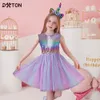 DXTON, Vestidos infantiles de verano para niñas, vestido de princesa de fiesta sin mangas, Vestidos de cumpleaños para niñas, Vestidos de tutú para niños, ropa