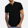 Chemises décontractées pour hommes col montant coton lin manches courtes vêtements de créateur haut 230718