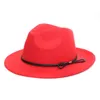 Visir Stylish Retro Top Hat Crushable Ull Felt hattar Bred Brim Belt Cap för man kvinnor