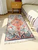 Carpets Handwoven cotton carpet retro style square bedside geometric floor mat living room home decoration manda R230718