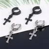 Stud Earrings Stainless Steel Small Cute Circle Round Cross Punk Style Male Jewelry