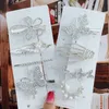 Свадебные украшения для волос Crystal Pearls Clips Set Vintage Feather Starfish Hares для женщин геометрические аксессуары Barrettes 230718