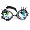 Óculos de sol vendendo caleidoscópio óculos de arco-íris lentes de cristal masculino feminino rebite steampunk óculos cosplay vintage gótico 230717