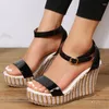 Sandals 35-40 Elevated Woman Summer Novelties Wedges Round Toe Lace-up Outdoor Beach Casual Roman Platform Shoes