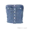 Summer Womens Denim Vest New Fashion Street Trend Elastic Wrapped Chest Button Top