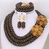 Necklace Earrings Set Dudo Store African Beads For Wedding Crystal Beaded Bridal Jewellery 3 Layers Nigerian 2023