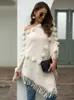 Женские свитера Fitshinling Fringe Hairball Bohemian Cloak Clook Cape Негабаритный свитер Женский трикотажный входной